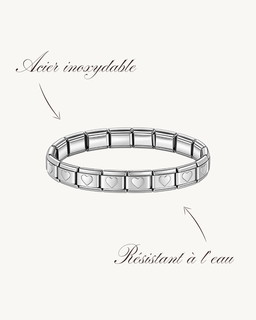 Bracelet Italien Argenté Cœurs