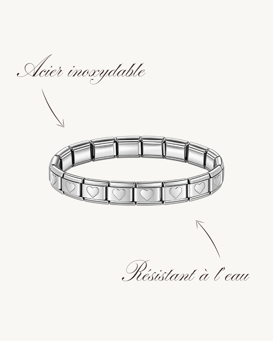 Bracelet Italien Argenté Cœurs