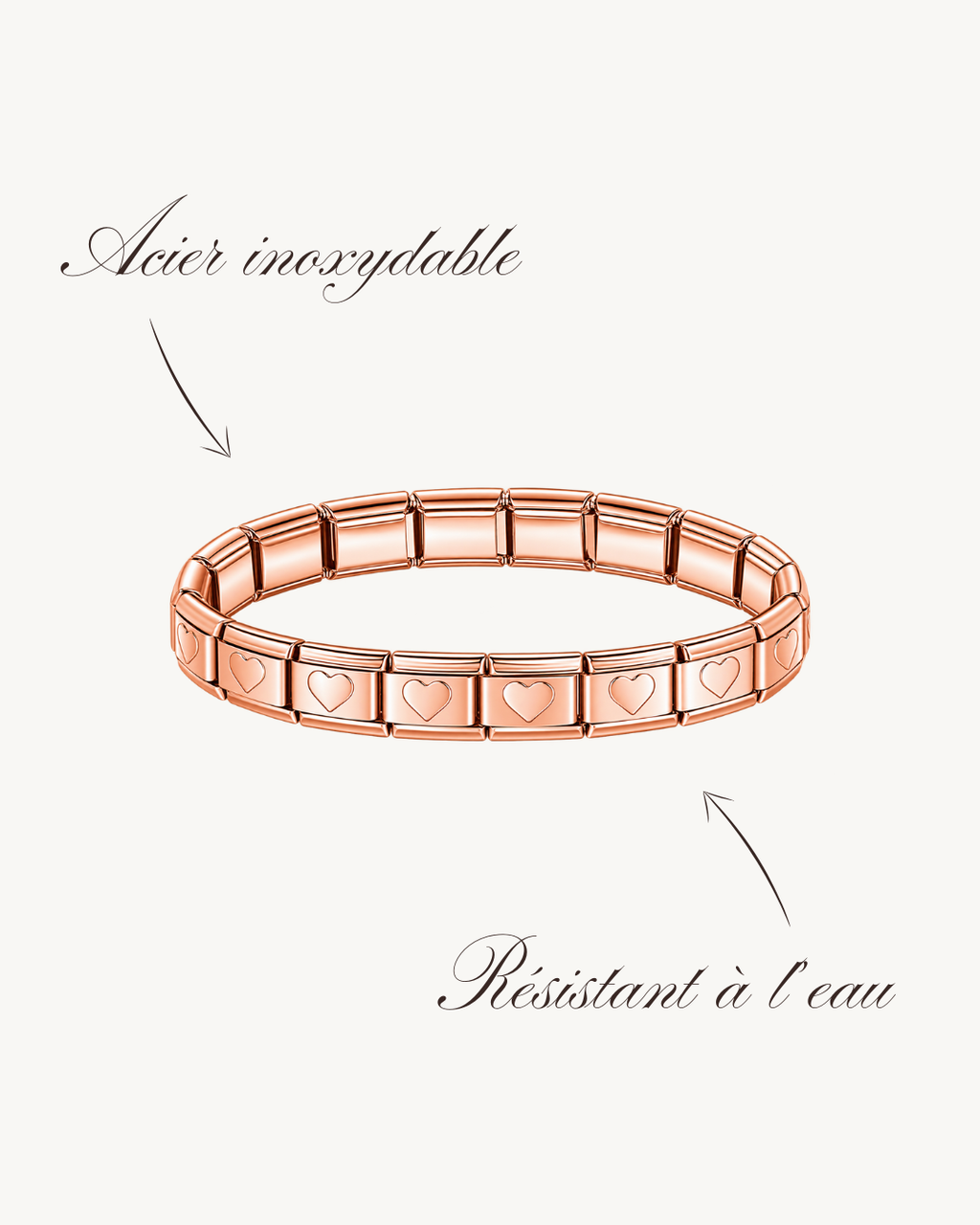 Bracelet Italien Rose Gold Cœurs