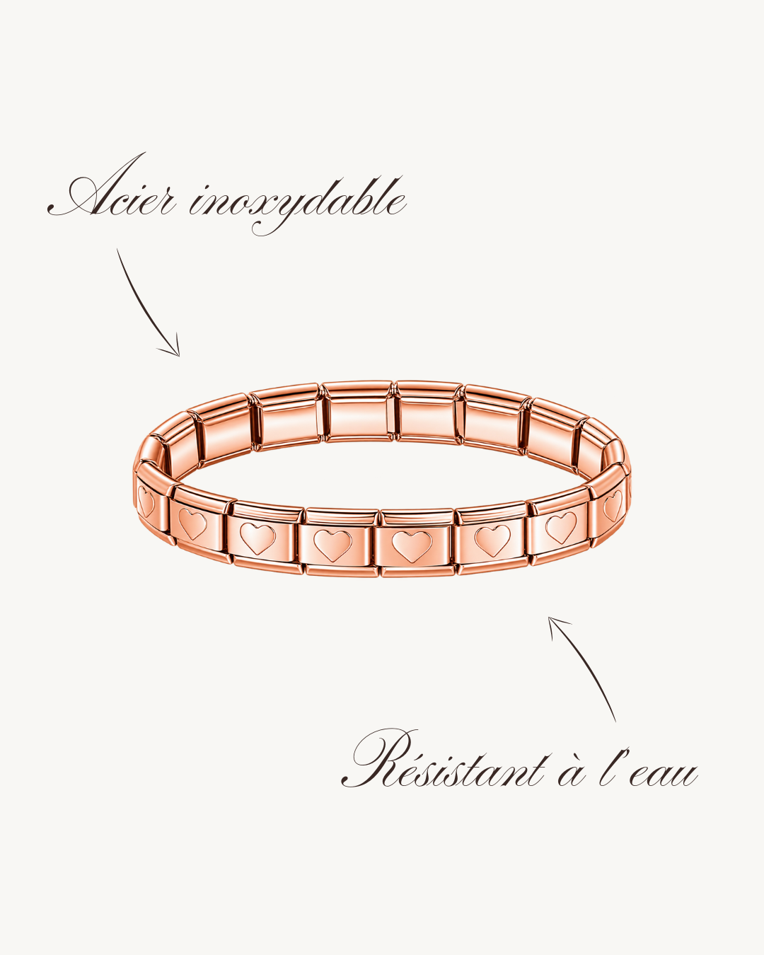 Bracelet Italien Rose Gold Cœurs