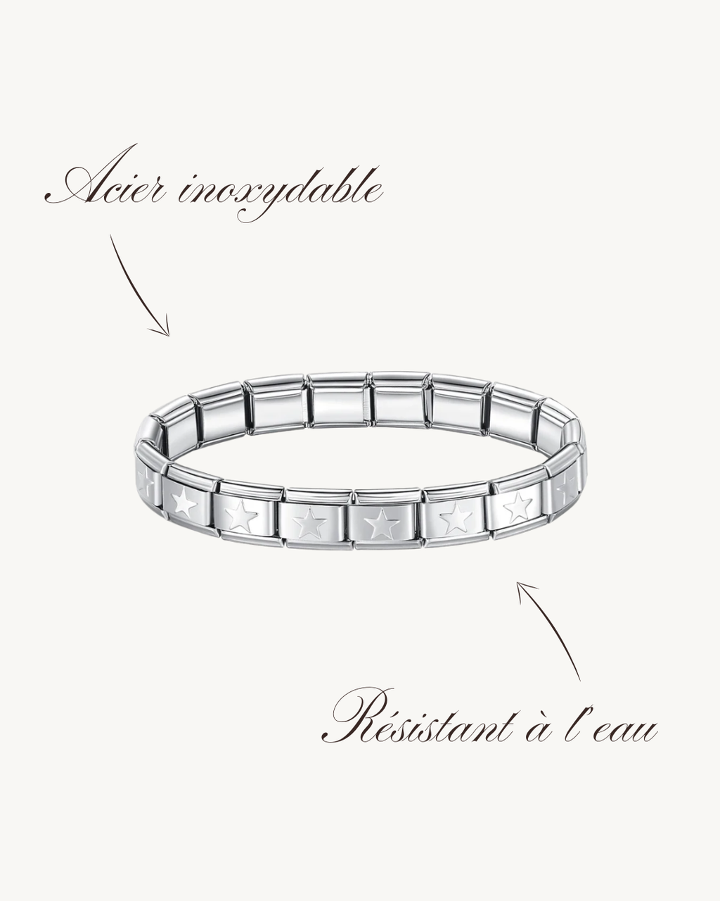 Bracelet Italien Argenté Maille Étoile