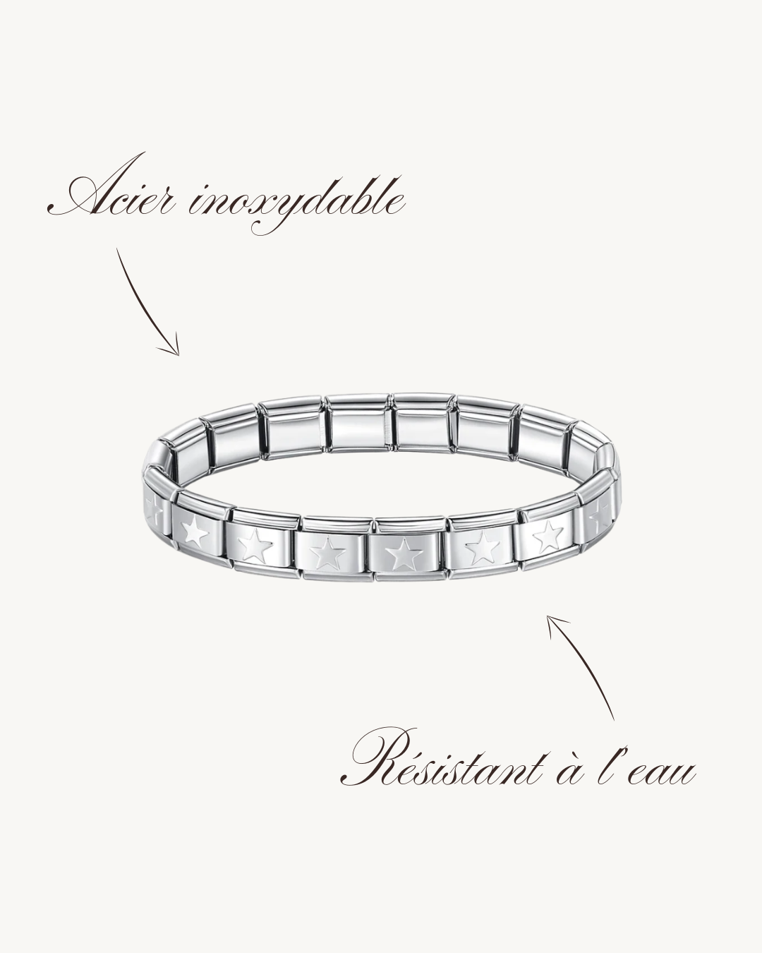 Bracelet Italien Argenté Maille Étoile