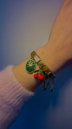 Charm Italien N°2 – Lueur de Jade | Gourmette Verte & Cœur Doré – Charmy Paris