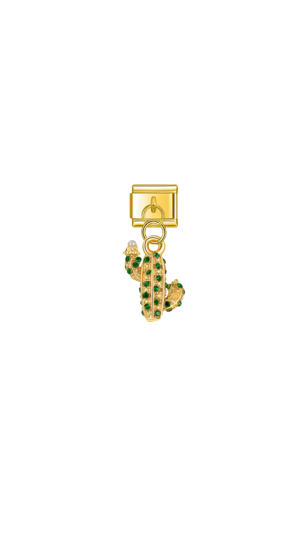 Charm N°4 – Cactus scintillant & pierres vertes – Collection Lueur de Jade | Charmy Paris