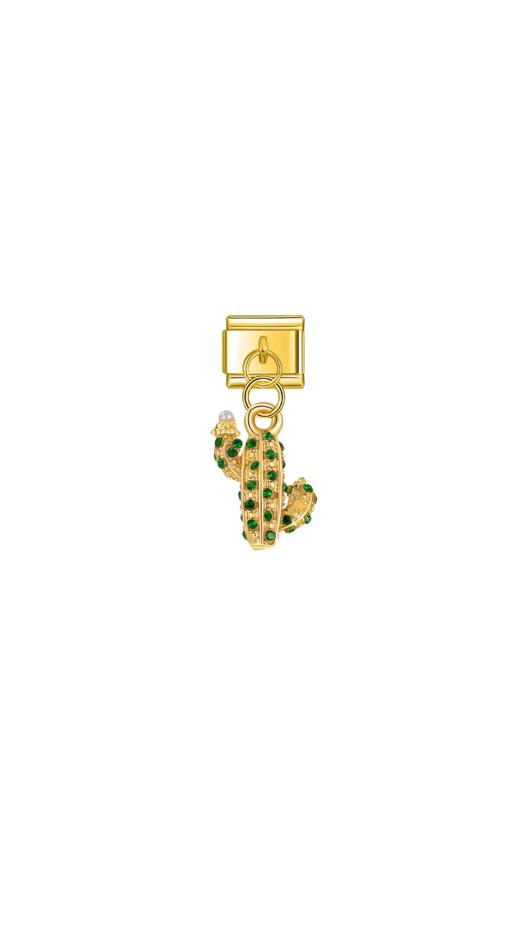 Charm N°4 – Cactus scintillant & pierres vertes – Collection Lueur de Jade | Charmy Paris