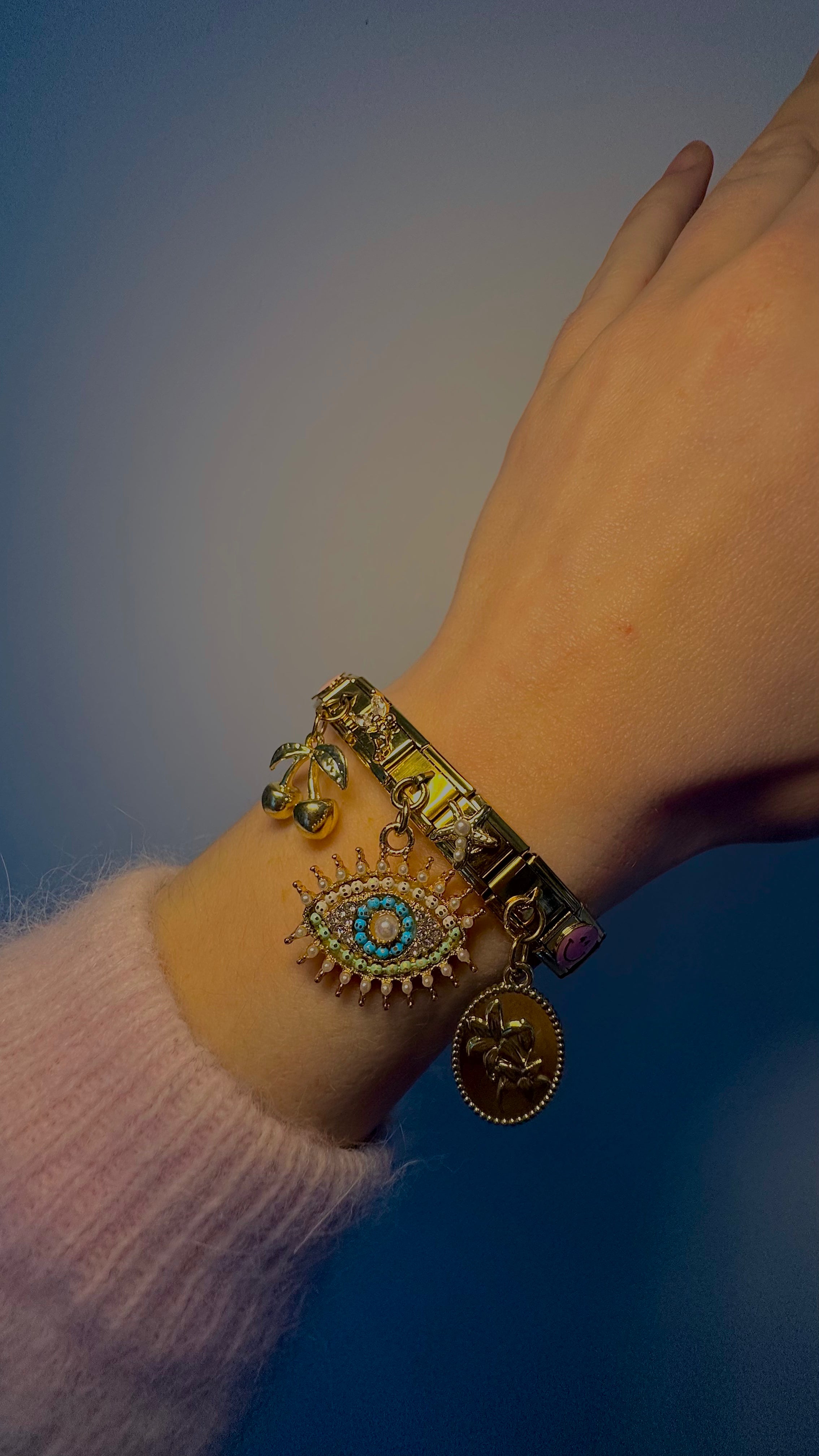 Charm N°5 – Œil Protecteur & Pierres Blanches – Collection Douce Aura | Charmy Paris
