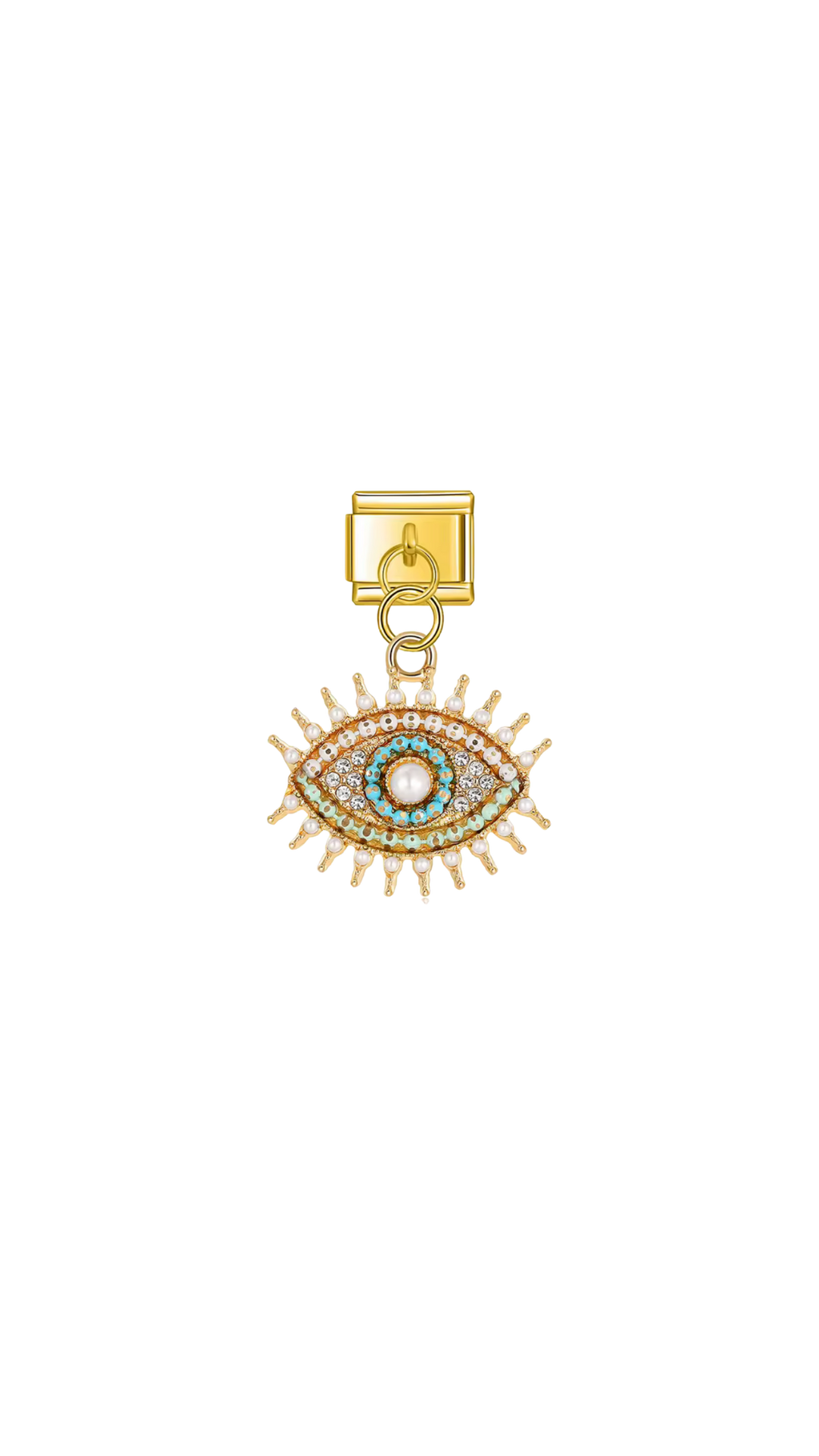 Charm N°5 – Œil Protecteur & Pierres Blanches – Collection Douce Aura | Charmy Paris
