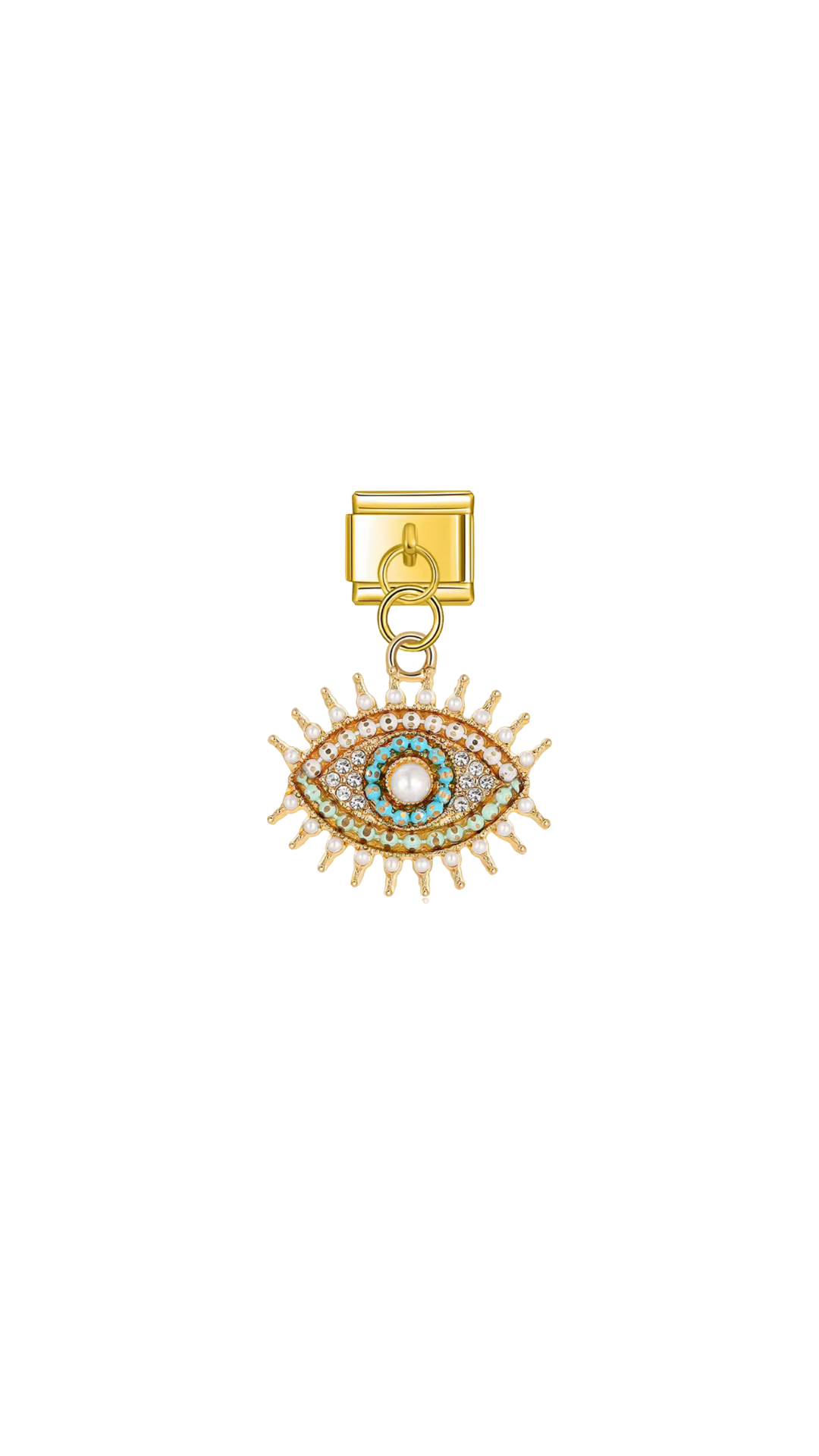 Charm N°5 – Œil Protecteur & Pierres Blanches – Collection Douce Aura | Charmy Paris
