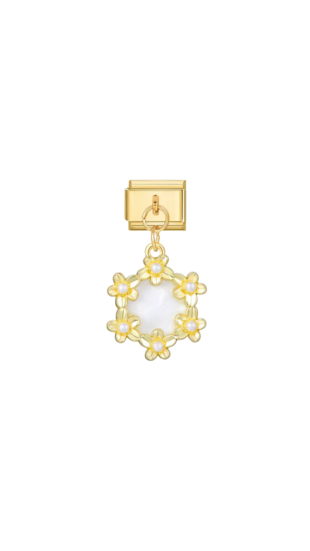 Charm N°7 – Pierre Nacrée & Fleurs Dorées – Collection Douce Aura | Charmy Paris
