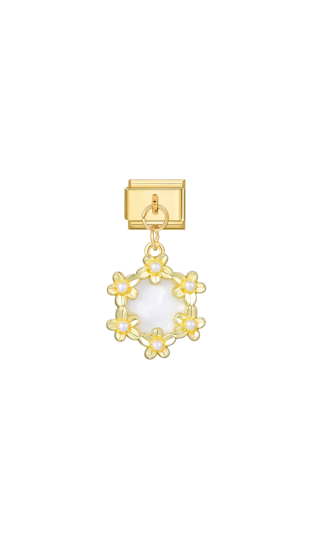 Charm N°7 – Pierre Nacrée & Fleurs Dorées – Collection Douce Aura | Charmy Paris
