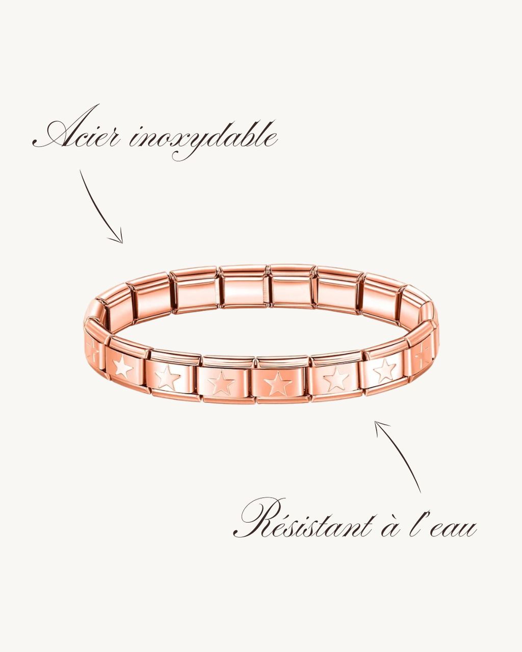 Bracelet Italien Rose Gold Étoilé