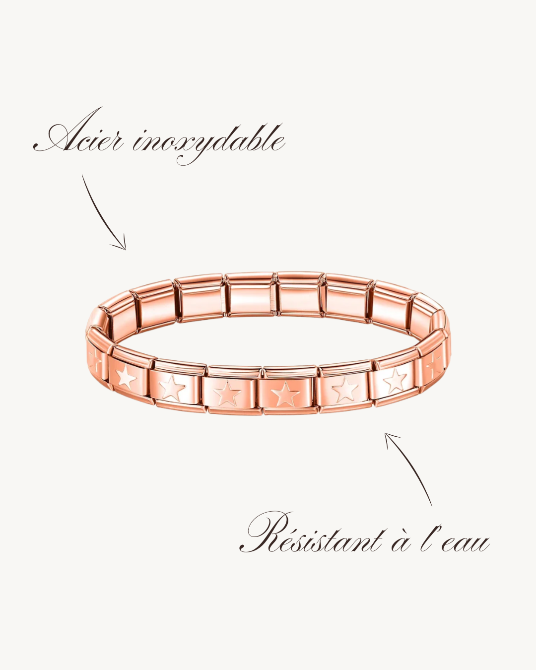 Bracelet Italien Rose Gold Étoilé