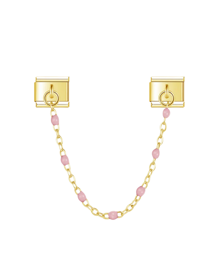 Chaîne Dorée & Perles Roses