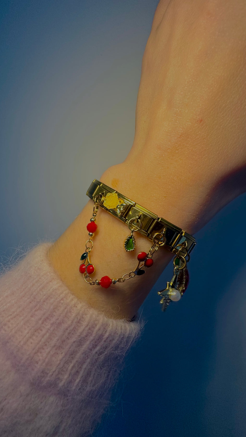 charm-italien-pierre-ornre-verte-bracelet